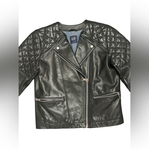 Women’s GAP leather biker jacket size small - Picture 2 of 6